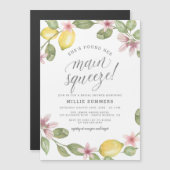 Main Squeeze Floral Lemon Wreater Vrijgezellenfees Magnetische Uitnodiging (Voorkant / Achterkant)