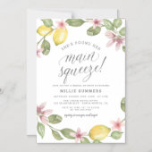 Main Squeeze Floral Lemon Wreater Vrijgezellenfees Magnetische Uitnodiging (Voorkant)