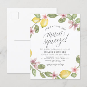 Main Squeeze Floral Lemon Wreater Vrijgezellenfees Uitnodiging Briefkaart