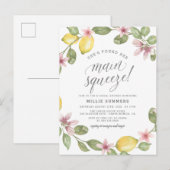 Main Squeeze Floral Lemon Wreater Vrijgezellenfees Uitnodiging Briefkaart (Voorkant / Achterkant)
