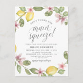 Main Squeeze Floral Lemon Wreater Vrijgezellenfees Uitnodiging Briefkaart (Voorkant)