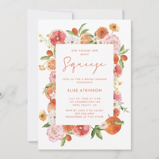 Main Squeeze Floral Vrijgezellenfeest Kaart (Voorkant)