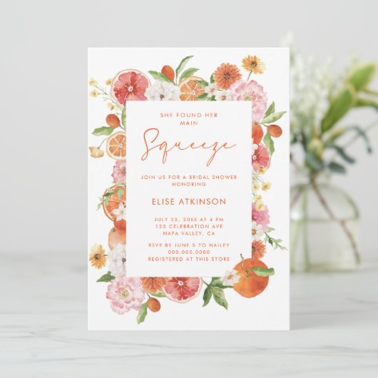 Main Squeeze Floral Vrijgezellenfeest Kaart (Staand voorkant)