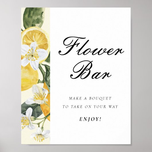 Main Squeeze Flower Bar Bruiloftssalon Bord Poster (Voorkant)