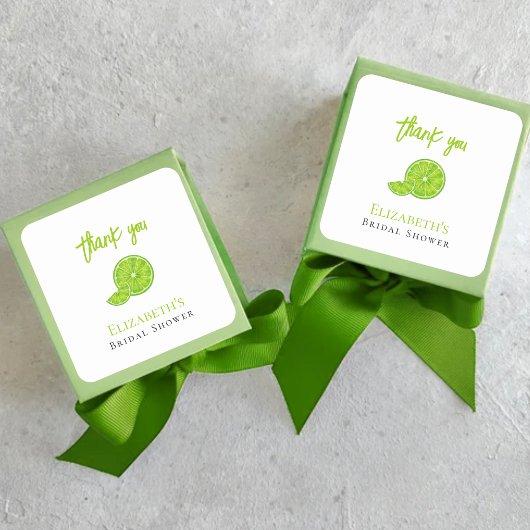 Main Squeeze Green Lime Bridal Shower Favor Thanks Vierkante Sticker
