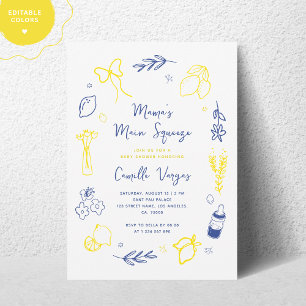 Main Squeeze Hand Drawn Italian Lemon Baby shower Kaart