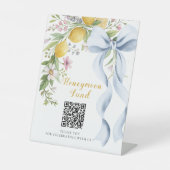 Main Squeeze Honeymoon Fonds QR Code Reclamebord Met Voetstuk (Voorkant)