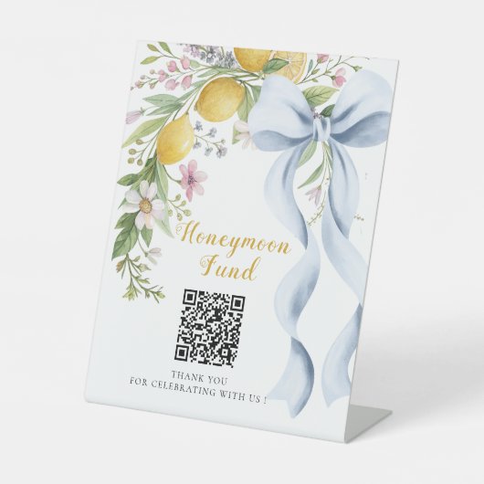 Main Squeeze Honeymoon Fund QR Code  Reclamebord Met Voetstuk (Voorkant)