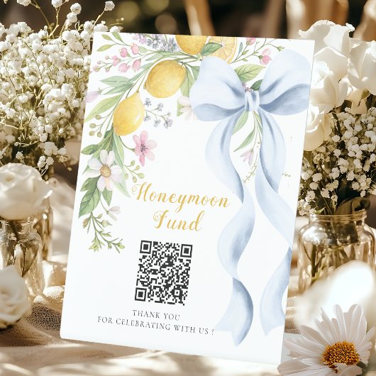 Main Squeeze Honeymoon Fund QR Code  Reclamebord Met Voetstuk