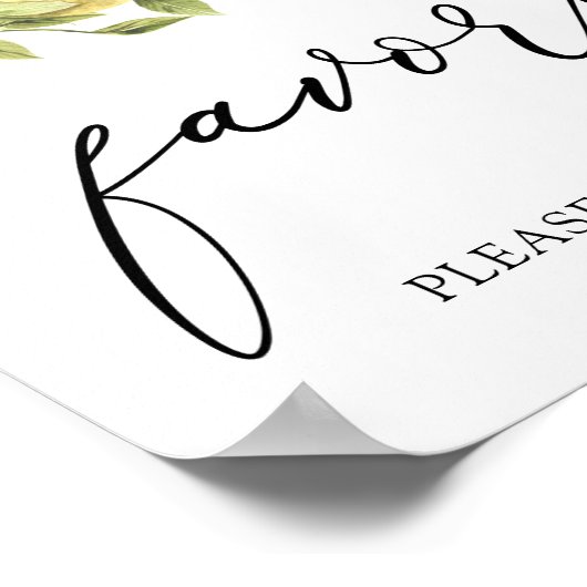 Main Squeeze Lemon and Greenery Favors Sign Poster (Hoek)