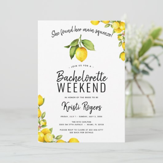 Main Squeeze Lemon Bachelorette Weekend Route Kaart (Staand voorkant)