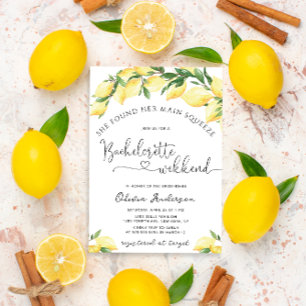 Main Squeeze Lemon Bachelorette Weekend uitnodigin Kaart