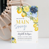 Main Squeeze Lemon Blauwe Bloemachtige Bruiloftsdo Kaart