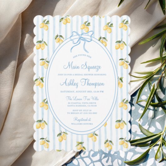 Main Squeeze Lemon Blue Bow Italiaans Vrijgezellen Kaart