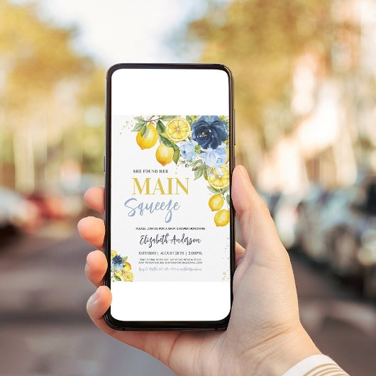 Main Squeeze Lemon Blue Floral Vrijgezellenfeest Kaart