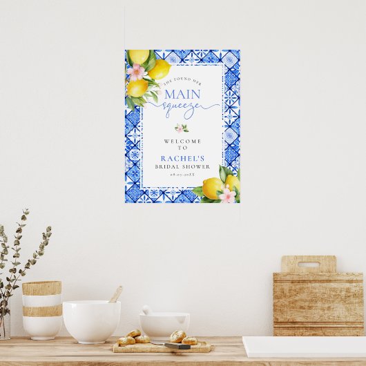 Main Squeeze Lemon Blue Tegel Vrijgezellenfeest We Poster (Keuken)