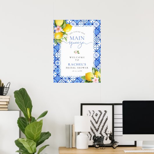 Main Squeeze Lemon Blue Tegel Vrijgezellenfeest We Poster (Thuiskantoor)