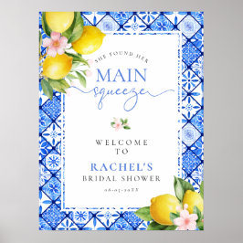 Main Squeeze Lemon Blue Tegel Vrijgezellenfeest We Poster