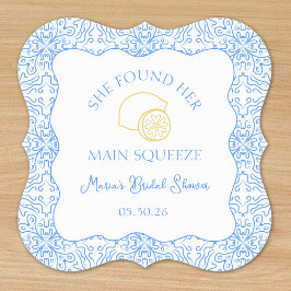 Main Squeeze Lemon & Blue Tegels Vrijgezellenfeest Kartonnen Onderzetters