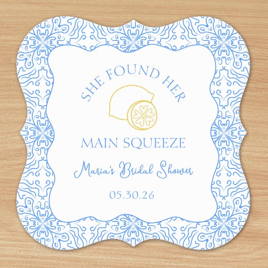 Main Squeeze Lemon & Blue Tegels Vrijgezellenfeest Kartonnen Onderzetters