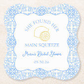 Main Squeeze Lemon & Blue Tegels Vrijgezellenfeest Kartonnen Onderzetters (Voorkant)