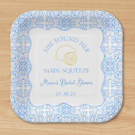 Main Squeeze Lemon & Blue Tegels Vrijgezellenfeest Papieren Bordje