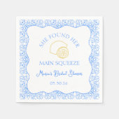 Main Squeeze Lemon & Blue Tegels Vrijgezellenfeest Servet (Voorkant)