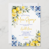 Main Squeeze Lemon Blue Tiles Roses Bridal Shower  Kaart (Voorkant)