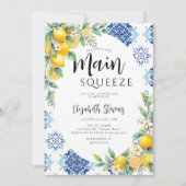 Main Squeeze Lemon Blue Tiles Summer Bridal Shower Kaart (Voorkant)