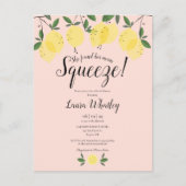 Main Squeeze Lemon Blush Pink Vrijgezellenfeest Aankondigingskaart (Voorkant)