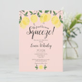 Main Squeeze Lemon Blush Roze Bruiloftsfeest Kaart (Staand voorkant)