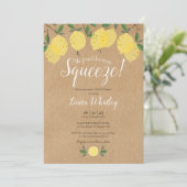 Main Squeeze Lemon Bruiloft Rustic Kaart (Staand voorkant)