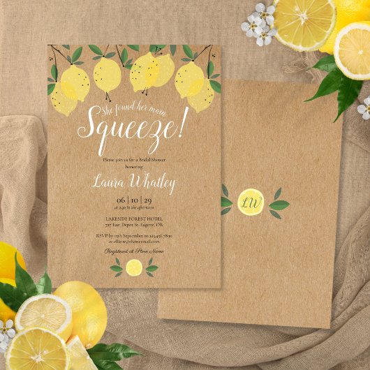 Main Squeeze Lemon Bruiloft Rustic Kaart