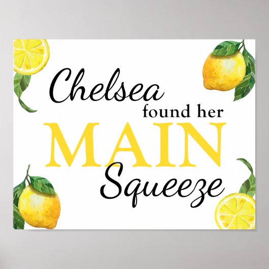 Main Squeeze Lemon Bruiloftsfeest Custom Poster (Voorkant)