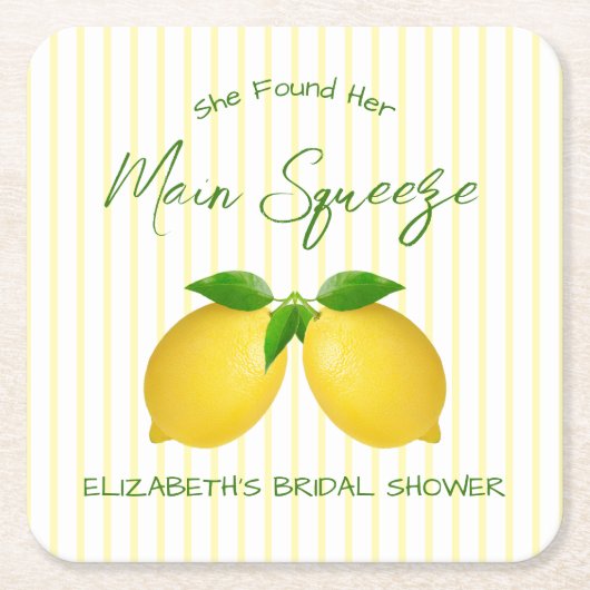 Main Squeeze Lemon Bruiloftsfeest Kartonnen Onderzetters (Voorkant)
