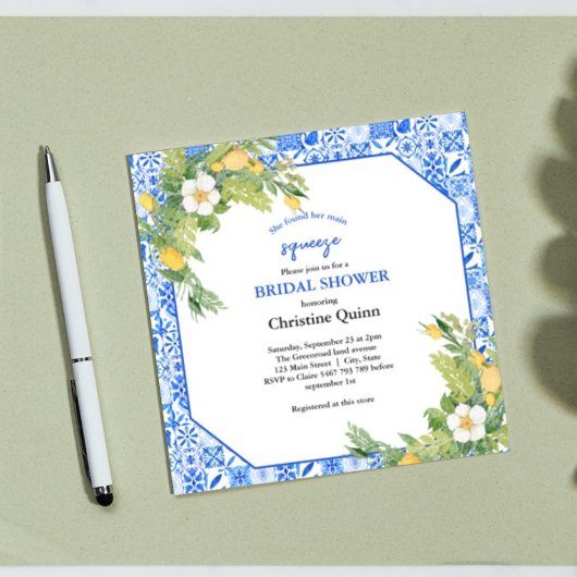 Main Squeeze Lemon en Moroccan Tegel Vrijgezellenf Kaart