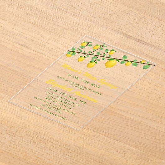 Main Squeeze Lemon Gender Neutral Baby Shower Acryl Uitnodigingen (Laagn)