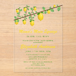 Main Squeeze Lemon Gender Neutral Baby Shower Acryl Uitnodigingen