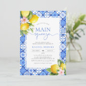 Main Squeeze Lemon Italiaans Blauwe Tegel Vrijgeze Kaart (Staand voorkant)