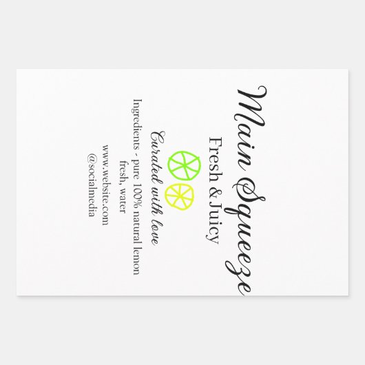Main squeeze lemon juice homemade business name  inpakpapier vel (Voorkant)