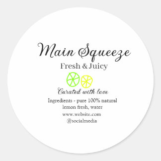 Main squeeze lemon juice homemade business name  ronde sticker