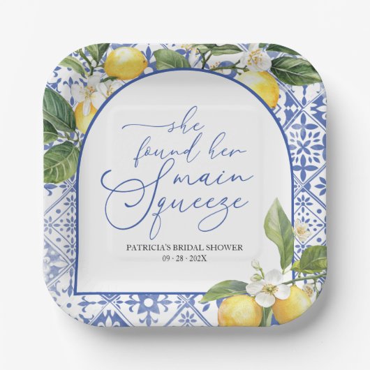 Main Squeeze Lemon Mediterraan Vrijgezellenfeest Papieren Bordje (Voorkant)