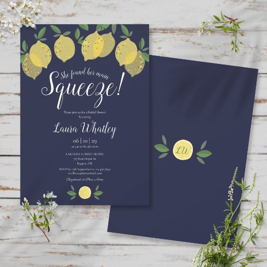 Main Squeeze Lemon Navy Blue Vrijgezellenfeest Kaart