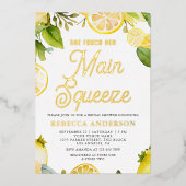 Main Squeeze Lemon Orchard Citrus Vrijgezellenfees Folie Uitnodiging (Voorkant)