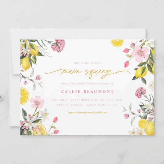 Main Squeeze Lemon Party Bruids Douche Uitnodiging (Voorkant)