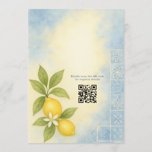 Main Squeeze Lemon QR Code Bruiloftsfeest Kaart (Achterkant)