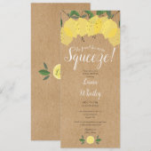Main Squeeze Lemon Rustieke Bruiloftsborrel Kaart (Voorkant / Achterkant)