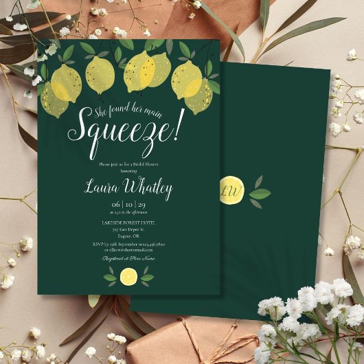 Main Squeeze Lemon Smaragdgroene Bruiloftsborrel Kaart