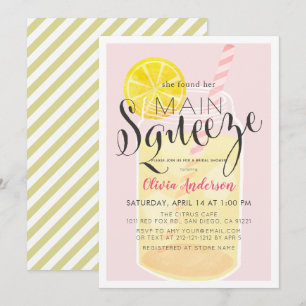 Main Squeeze Lemonade Mason Jar Pink Vrijgezellenf Kaart