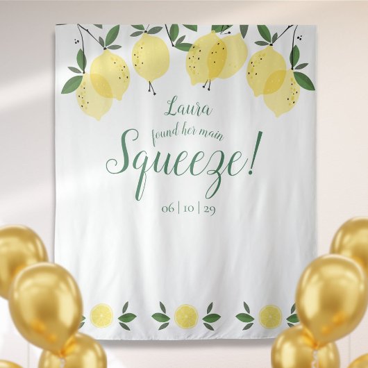 Main Squeeze Lemons Bruidsfeest Fotobackdrop Wandkleed